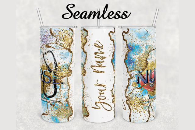 Nurse Gold Glitter Marble Tumbler sublimation design 20 oz skinny tumbler wrap Sublimation BambinaCreations 