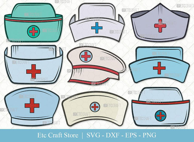 Nurse Hat Clipart SVG Cut File | Medical Nurse Hat Svg | Nurses Cap Svg | Cap Svg | Medical Hat Svg | Hospital Uniform Svg | Nurse Svg | Nurse Life Svg | Nurse Hat Svg Bundle SVG ETC Craft 