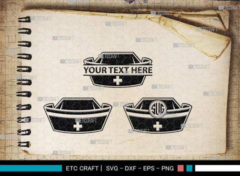 Nurse Hat Monogram, Nurse Hat Silhouette, Nurse Hat SVG, Medical Nurse Hat Svg, Hospital Uniform Svg, Cap Svg, SB00153 SVG ETC Craft 