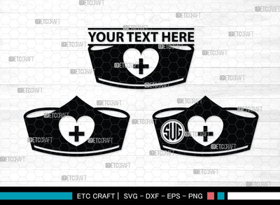 Nurse Hat Monogram, Nurse Hat Silhouette, Nurse Hat SVG, Medical Nurse Hat Svg, Hospital Uniform Svg, Cap Svg, SB00153 SVG ETC Craft 