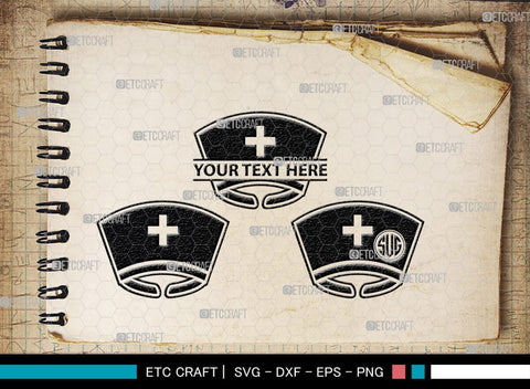 Nurse Hat Monogram, Nurse Hat Silhouette, Nurse Hat SVG, Medical Nurse Hat Svg, Hospital Uniform Svg, Cap Svg, SB00153 SVG ETC Craft 