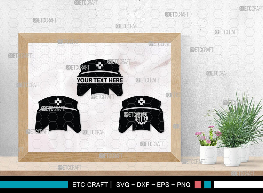 Nurse Hat Monogram, Nurse Hat Silhouette, Nurse Hat SVG, Medical Nurse ...