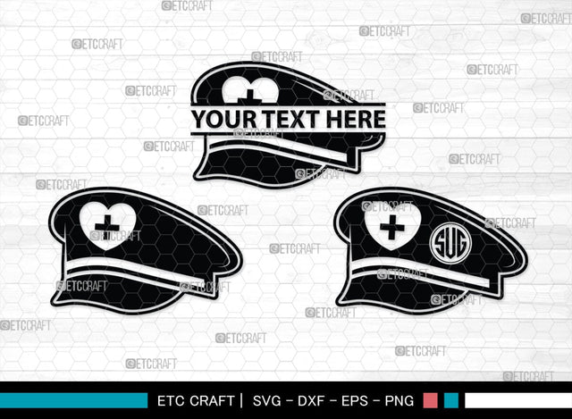 Nurse Hat Monogram, Nurse Hat Silhouette, Nurse Hat SVG, Medical Nurse Hat Svg, Hospital Uniform Svg, Cap Svg, SB00153 SVG ETC Craft 