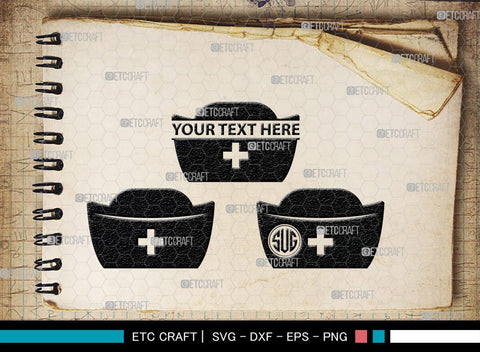 Nurse Hat Monogram, Nurse Hat Silhouette, Nurse Hat SVG, Medical Nurse Hat Svg, Hospital Uniform Svg, Cap Svg, SB00153 SVG ETC Craft 