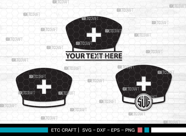 Nurse Hat Monogram SVG, Medical Nurse Hat Svg, Nurses Cap Svg, Cap Svg, Medical Hat Svg, Hospital Uniform Svg, Nurse Svg, Nurse Life Svg, Nurse Hat Monogram SVG ETC Craft 