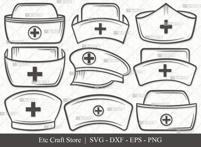 Nurse Hat Outline SVG Cut File | Medical Nurse Hat Svg | Nurses Cap Svg | Cap Svg | Medical Hat Svg | Hospital Uniform Svg | Nurse Svg | Nurse Life Svg | Nurse Hat Svg Bundle SVG ETC Craft 