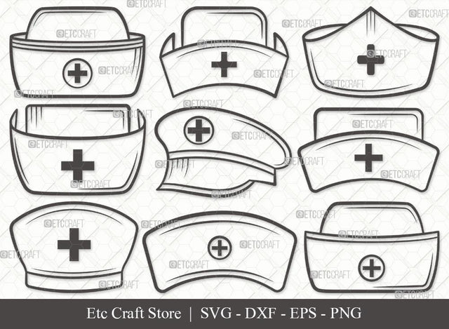 Nurse Hat Outline SVG Cut File | Medical Nurse Hat Svg | Nurses Cap Svg | Cap Svg | Medical Hat Svg | Hospital Uniform Svg | Nurse Svg | Nurse Life Svg | Nurse Hat Svg Bundle SVG ETC Craft 