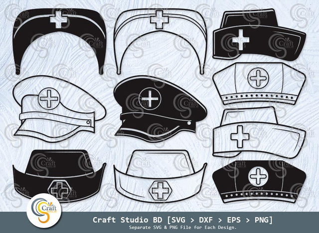 Nurse Hat Silhouette, Medical Hat SVG, Nurse Svg, Nurse Life Svg, Medical Svg, Nurses Cap Svg, Nurse Hat SVG Bundle SVG ETC Craft 