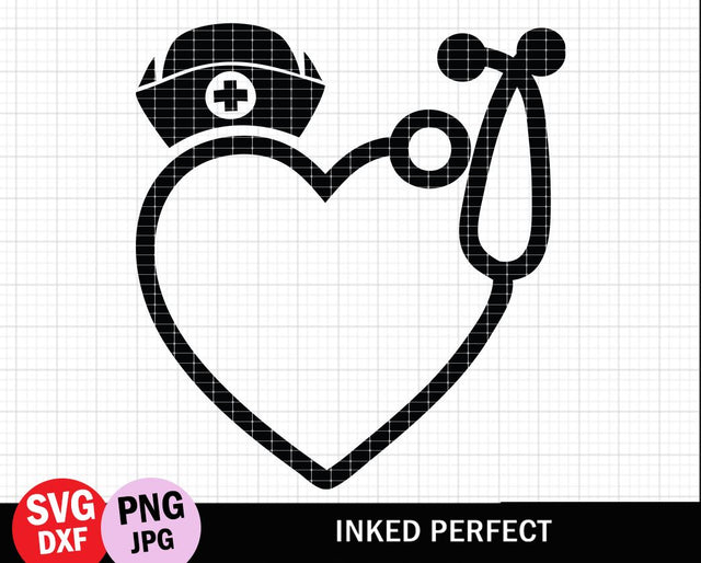 Nurse Hat Stethoscope SVG Inked Perfect 