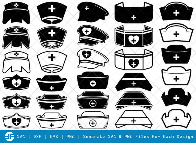 Nurse Hat SVG Cut Files | Medical Nurse Hat Silhouette SVG ETC Craft 