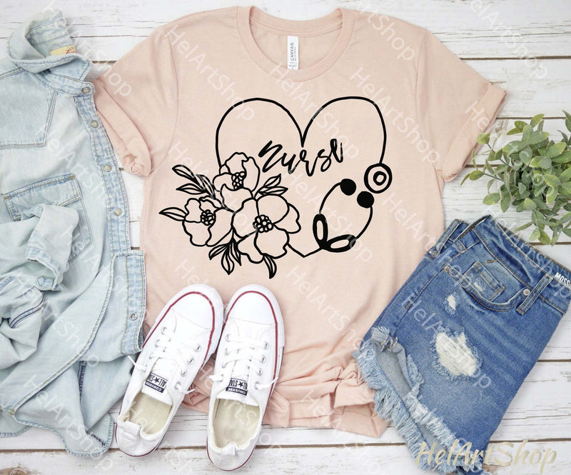 Nurse Heart Svg, Nurse T-Shirt Svg, Stethoscope Svg - So Fontsy