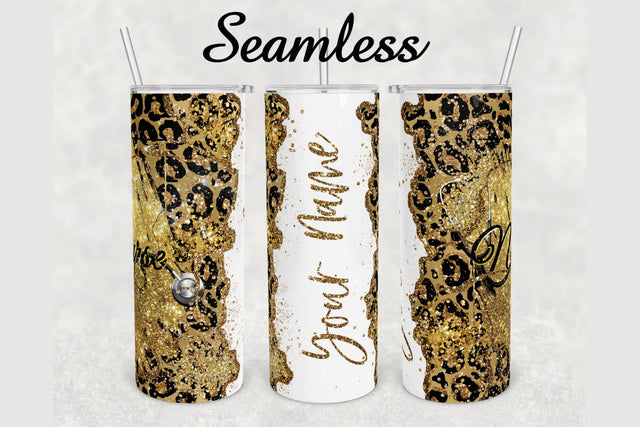 Nurse Leopard Gold Glitter Marble Tumbler sublimation design 20 oz skinny tumbler wrap Sublimation BambinaCreations 