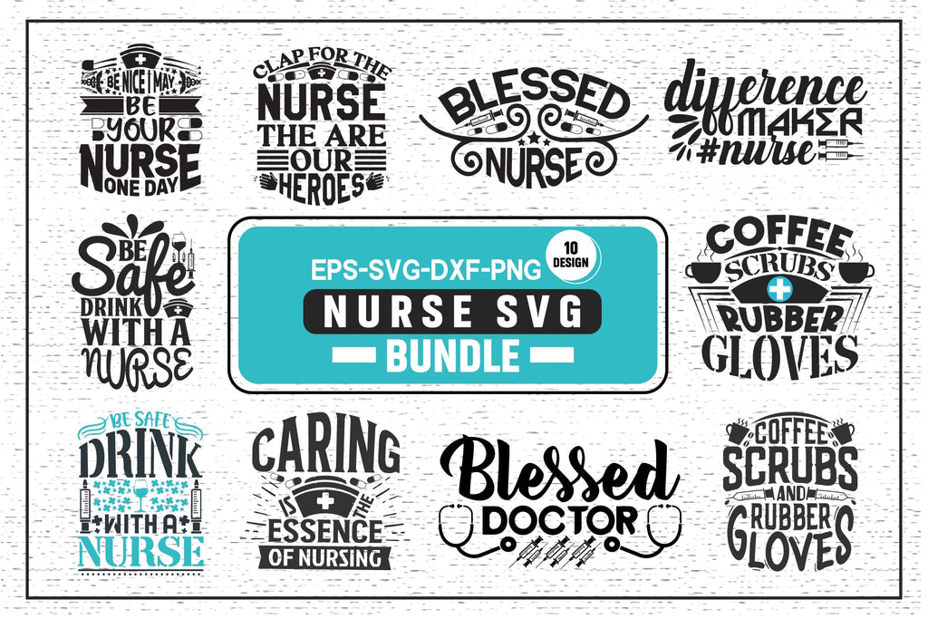 Nurse Lettering design bundle. - So Fontsy