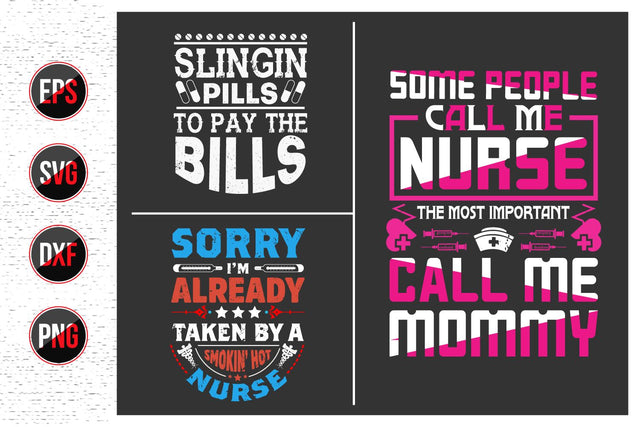 Nurse lettering typographic quotes svg design bundle. SVG uniquesvg99 