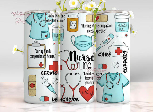 Nurse life 20oz Skinny Tumbler Sublimation Designs, Nurse PNG File Digital Download, Nurse tumbler png, Nurse tumbler wrap sublimation png Sublimation WillowSageDesign 