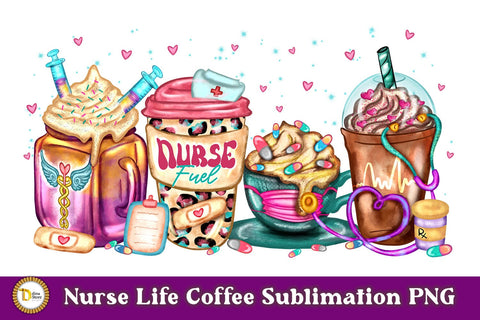 Nurse Life Coffee Sublimation Design| Nurse Life PNG Sublimation Dina.store4art 
