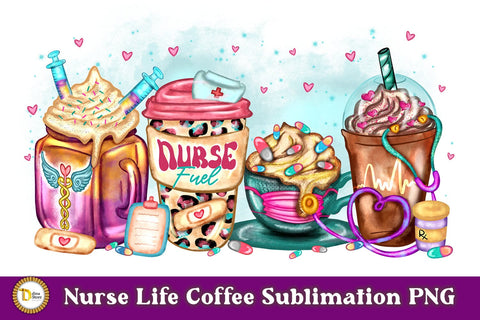 Nurse Life Coffee Sublimation Design| Nurse Life PNG Sublimation Dina.store4art 