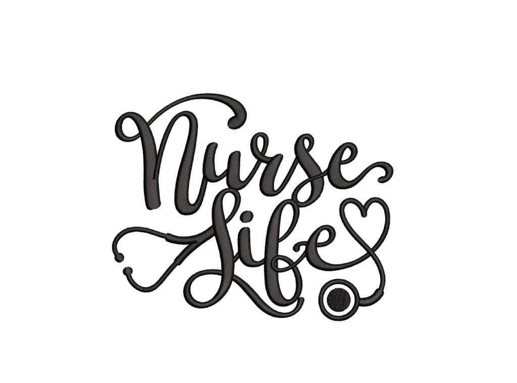 Nurse Life Embroidery Design, Nurse Heart, Stethoscope Embroidery File ...