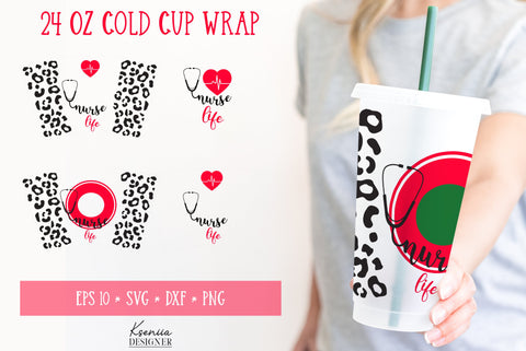 Nurse Life Venti Cup Full Wrap. 24 Oz Cold Cup Wrap SVG SVG Kseniia designer 
