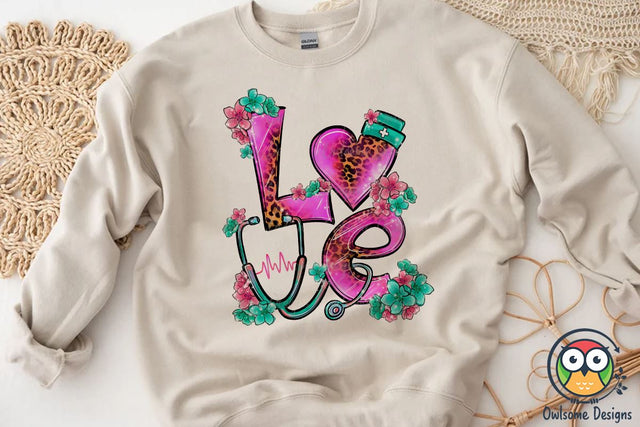 Nurse LOVE PNG Sublimation Sublimation Owlsome.Designs 