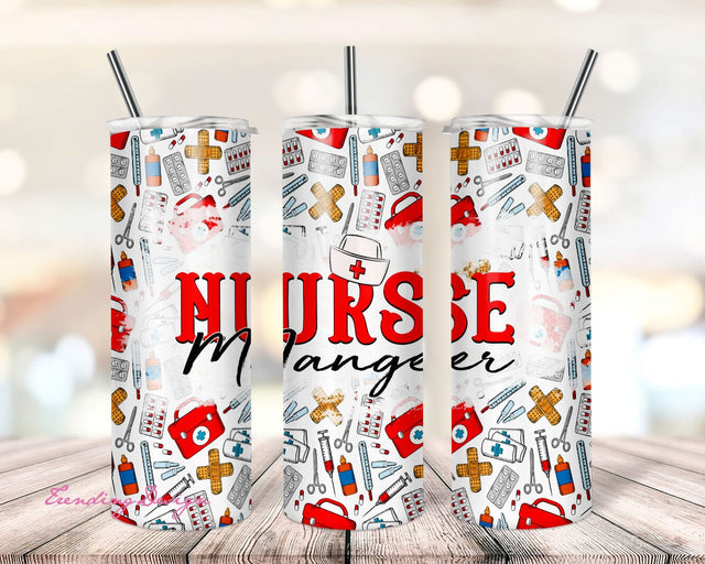 Nurse manager, medical background, 20 oz Skinny Tumbler Sublimation Design Template Download PNG DIGITAL Sublimation TrendingDesign 