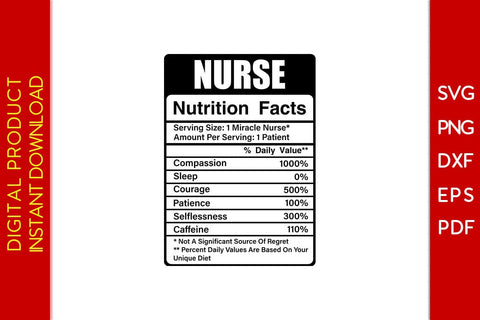 Nurse Nutrition Facts SVG PNG PDF Cut File SVG Creativedesigntee 