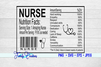 Nurse Nutrition Label SVG Family Creations 