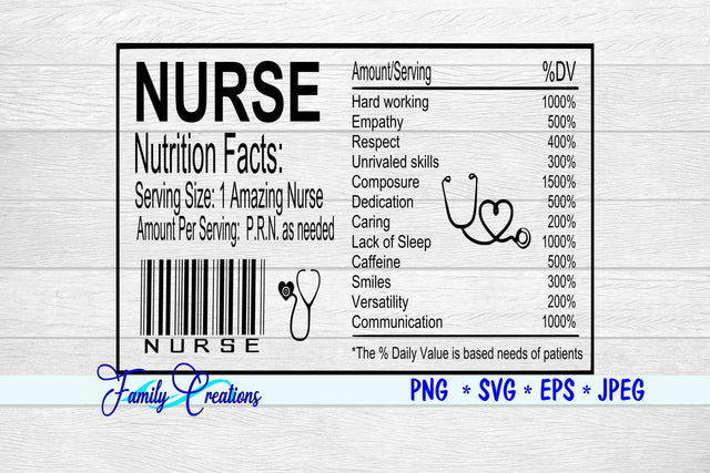 Nurse Nutrition Label SVG Family Creations 