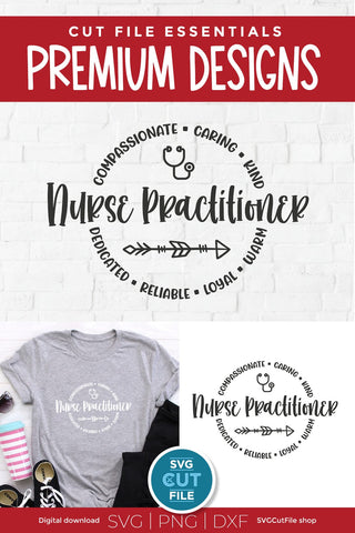 Nurse practitioner svg with round circle for men or women SVG SVG Cut File 