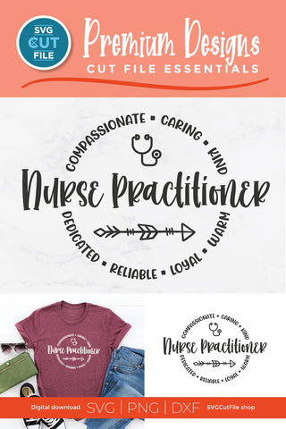 Nurse practitioner svg with round circle for men or women SVG SVG Cut File 