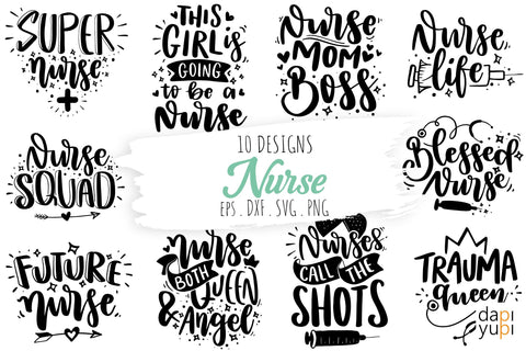 Nurse Quotes Bundle, Nurse Lettering SVG SVG dapiyupi store 
