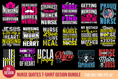 Nurse Quotes T-Shirt Design Bundle SVG Nbd161 
