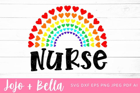 Nurse Rainbow Svg, Nurse Svg - Rainbow Svg, Heart Rainbow Svg, Heart Svg, Virus Svg, Nurse Hearts Svg, Essential Worker Svg, Cricut SVG Jojo&Bella 