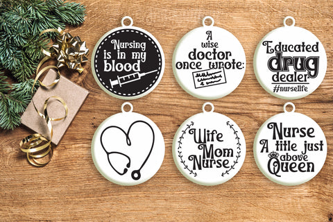 Nurse Round Ornament Svg Bundle. Christmas Ornaments Svg. Stethoscope Svg. Doctor Svg. Nursing Quotes, Sayings, Phrases Dxf Eps Png Pdf SVG Mint And Beer Creations 