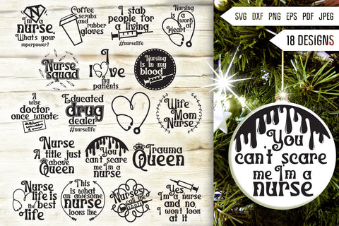 Nurse Round Ornament Svg Bundle. Christmas Ornaments Svg. Stethoscope Svg. Doctor Svg. Nursing Quotes, Sayings, Phrases Dxf Eps Png Pdf SVG Mint And Beer Creations 