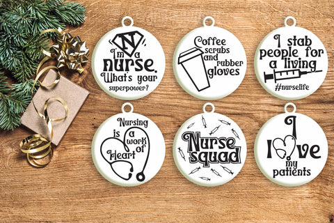 Nurse Round Ornament Svg Bundle. Christmas Ornaments Svg. Stethoscope Svg. Doctor Svg. Nursing Quotes, Sayings, Phrases Dxf Eps Png Pdf SVG Mint And Beer Creations 