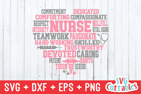 Nurse Subway Art Heart svg - Nurse svg - dxf - eps - png - Cut File - Nurse Symbol - Stethoscope - Silhouette - Cricut - Digital File SVG Svg Cuttables 