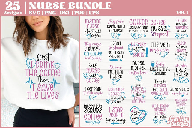 Nurse SVG and Sublimation Bundle | Funny Nurse SVG Bundle SVG Carla C Designs 