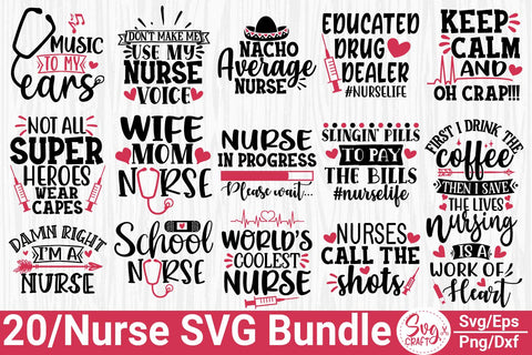 Nurse SVG Bundle, Nurse Quotes SVG, Nursing SVG file, Nurse Nursing Medical svg, cricut file, cut file, Nurse silhouette SVG Svgcraft 
