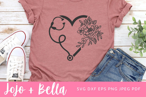 Nurse SVG, Floral Stethoscope SVG, Hero Svg, Nurse Appreciation Svg, Nurse, SVG, Svg File, Nurse File, Nursing Svg, Virus Svg SVG Jojo&Bella 