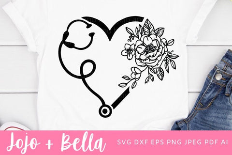 Nurse SVG, Floral Stethoscope SVG, Hero Svg, Nurse Appreciation Svg, Nurse, SVG, Svg File, Nurse File, Nursing Svg, Virus Svg SVG Jojo&Bella 