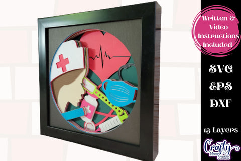 Nurse Svg Shadow Box, 3D Layered Nursing CNA Svg File SVG Crafty Mama Studios 