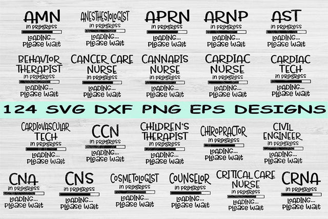 Nurse Svg, Therapist Svg Loading Please Wait Svg Bundle Dxf, Eps, Png Instant Digital Download Design Cut Files For Cricut Silhouette Vector SVG TiffsCraftyCreations 