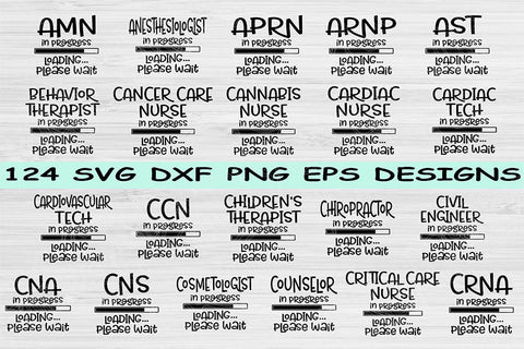 Nurse Svg, Therapist Svg Loading Please Wait Svg Bundle Dxf, Eps, Png Instant Digital Download Design Cut Files For Cricut Silhouette Vector SVG TiffsCraftyCreations 