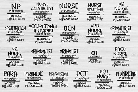 Nurse Svg, Therapist Svg Loading Please Wait Svg Bundle Dxf, Eps, Png Instant Digital Download Design Cut Files For Cricut Silhouette Vector SVG TiffsCraftyCreations 