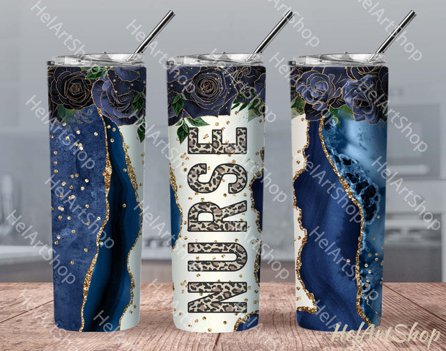 Nurse Tumbler PNG Sublimation, Navy Skinny Tumbler Png Sublimation _HelArtShop_ 