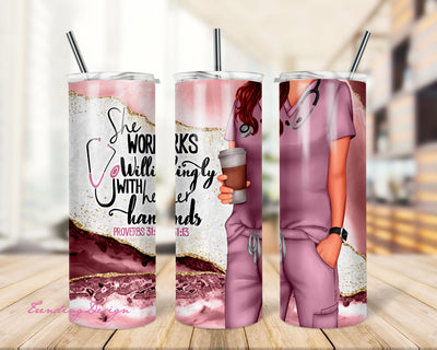Nurse Tumbler Sublimation Designs, Nurse Appreciation 20oz Skinny Tumbler Wrap Template Sublimation TrendingDesign 