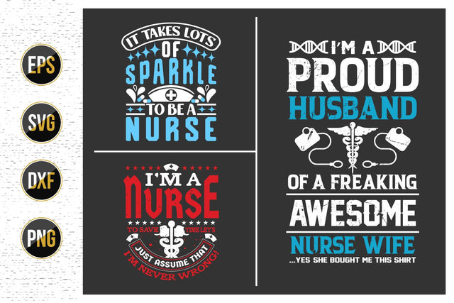 Nurse Typographic Quotes SVG Design Bundle. SVG uniquesvg99 