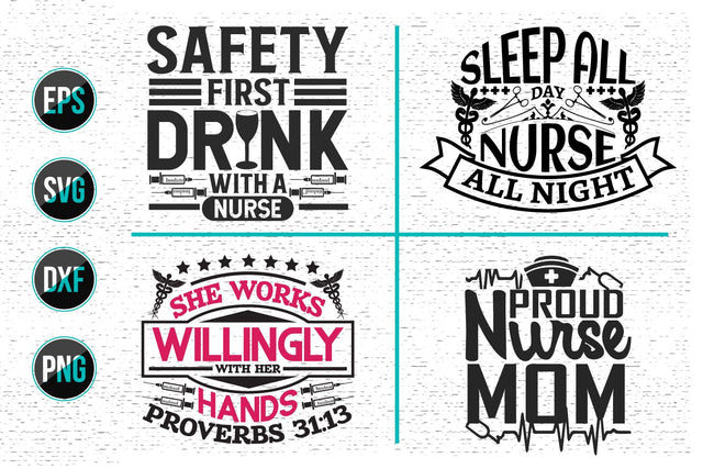 Nurse Typographic Quotes SVG Design Bundle. SVG uniquesvg99 