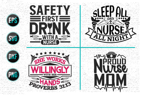 Nurse Typographic Quotes SVG Design Bundle. SVG uniquesvg99 
